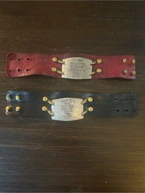 Lenny & Eva Leather Cuff Bracelets - Red & Black
